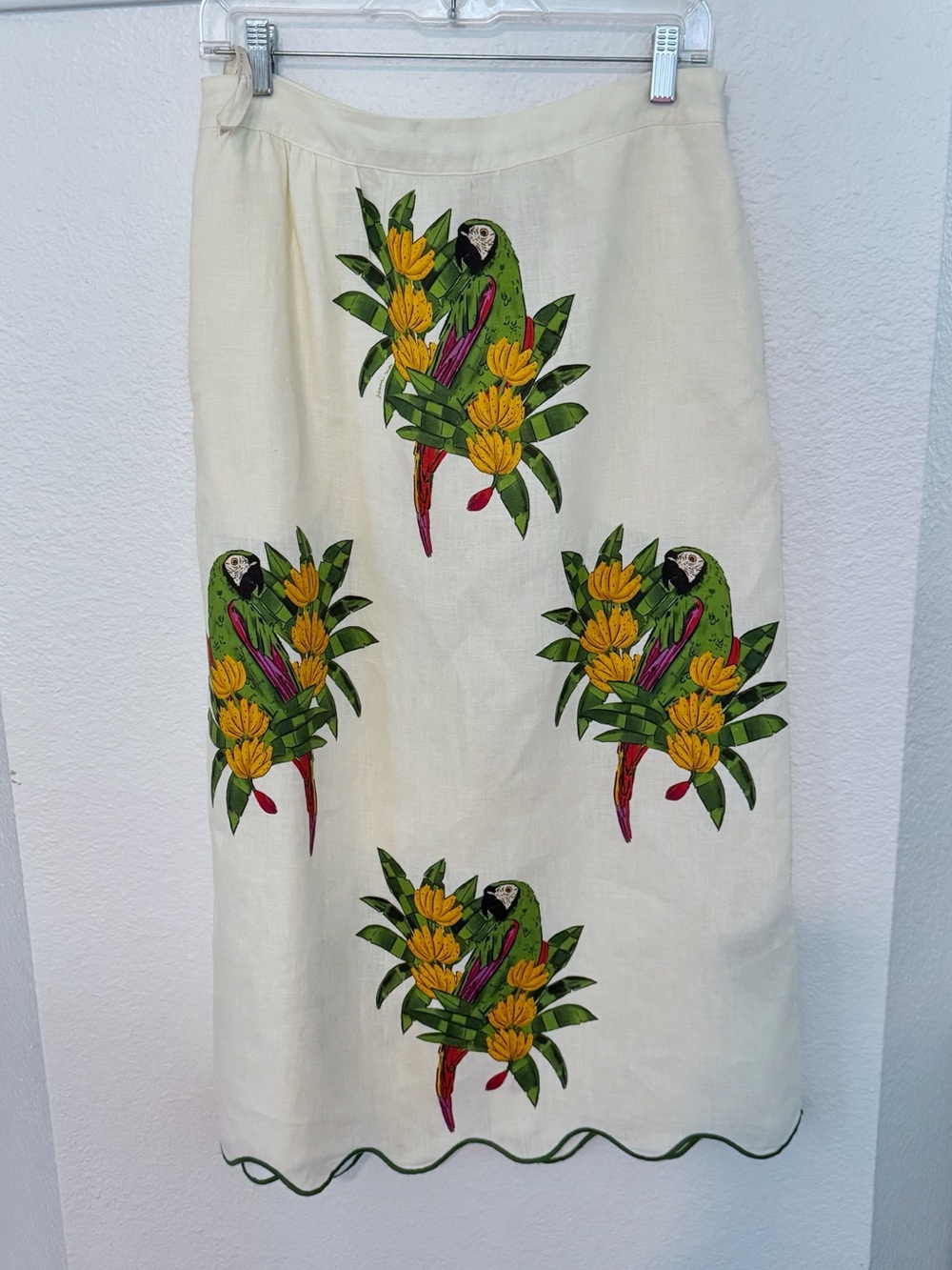 FARM Rio Maracana Bird Linen Skirt SZ M - Picture 2 of 3